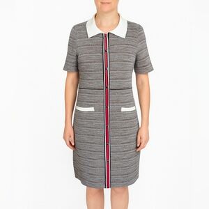 Tweed Knit Button Down Collared Shift Dress Size Medium